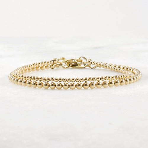 14k Gold Filled Bead Bracelet · 2.5mm or 3mm · Minimal Everyday Layering Bracelet