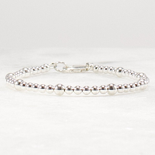 Sterling Silver Bead Bracelet 2.5mm 3.5mm