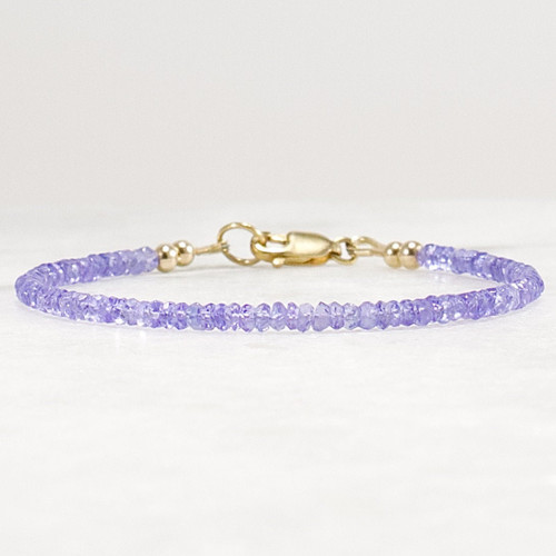 Tiny 2mm Tanzanite Bracelet, Delicate Gold Filled or Silver