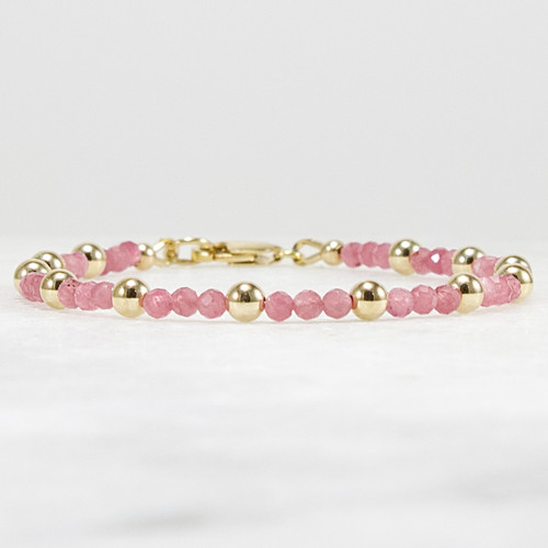 Pink Tourmaline Bracelet, 14k Gold Filled or Sterling Silver
