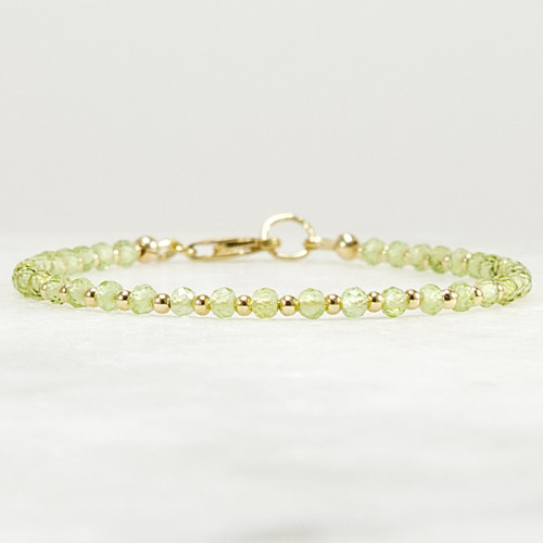 Peridot Bracelet, 14k Gold Filled or Sterling Silver