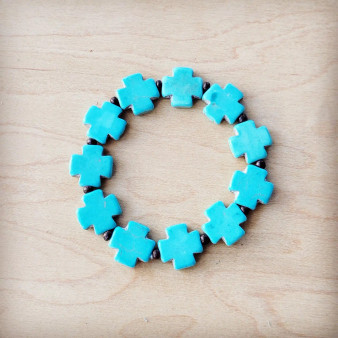 Turquoise Cross Beaded Bracelet