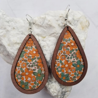 Fall Floral Teardrop Earrings