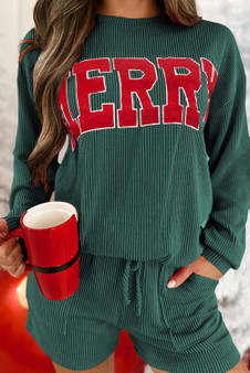 Evergreen Corduroy MERRY Shorts Set