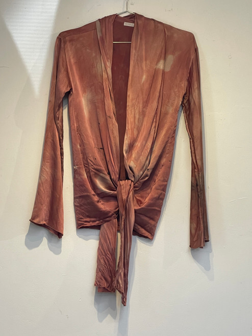 pink tie jacket in silk charmeuse naturally dyed