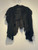 one of a kind black lamb vest with raw edges