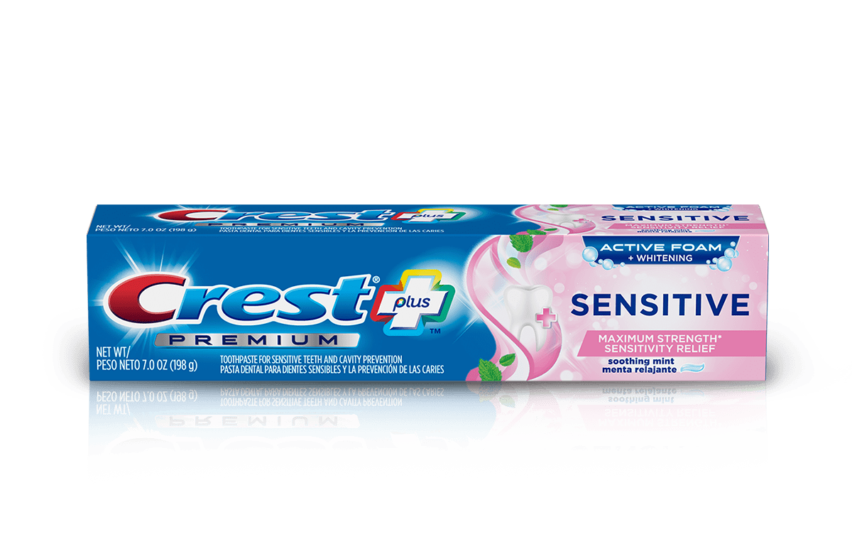 Crest Premium Plus Sensitive Toothpaste, Teeth Whitening, Soothing Mint Flavor