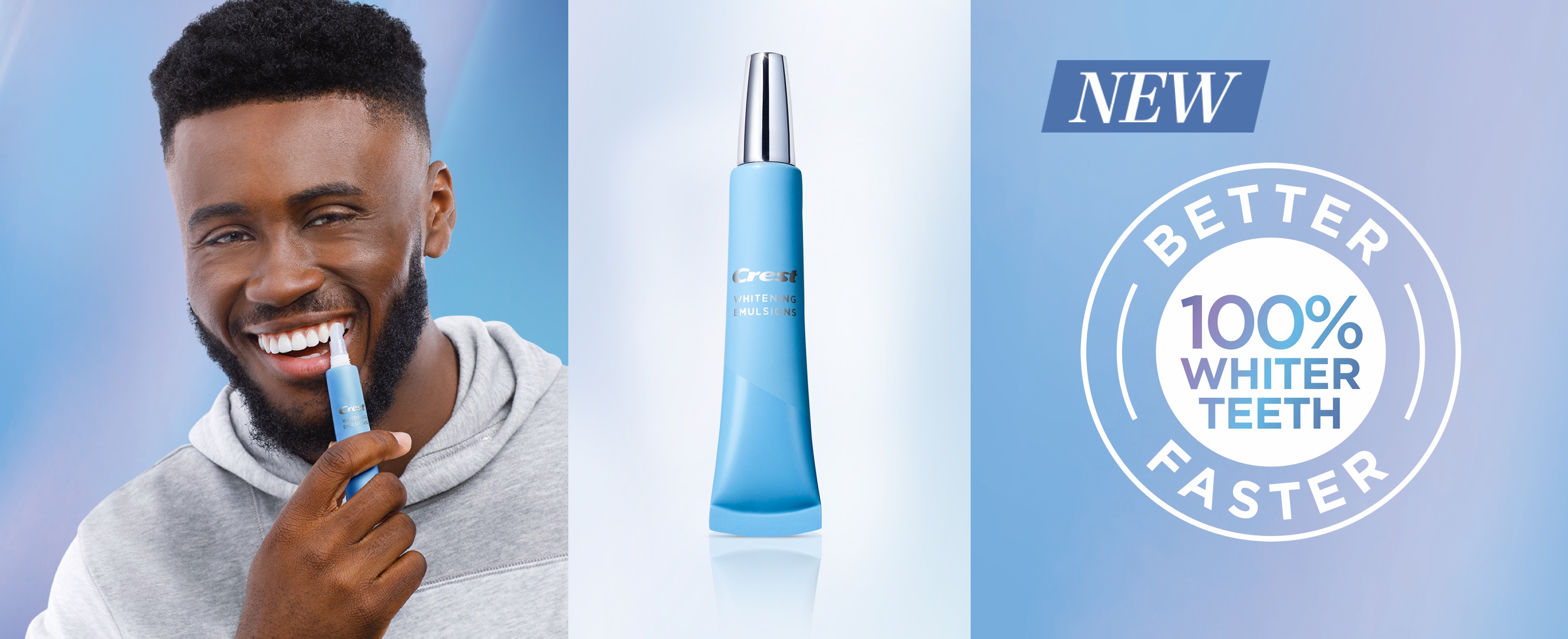 100% Whiter Teeth with Crest Teeth Whitening Emulsions with built-in applicator