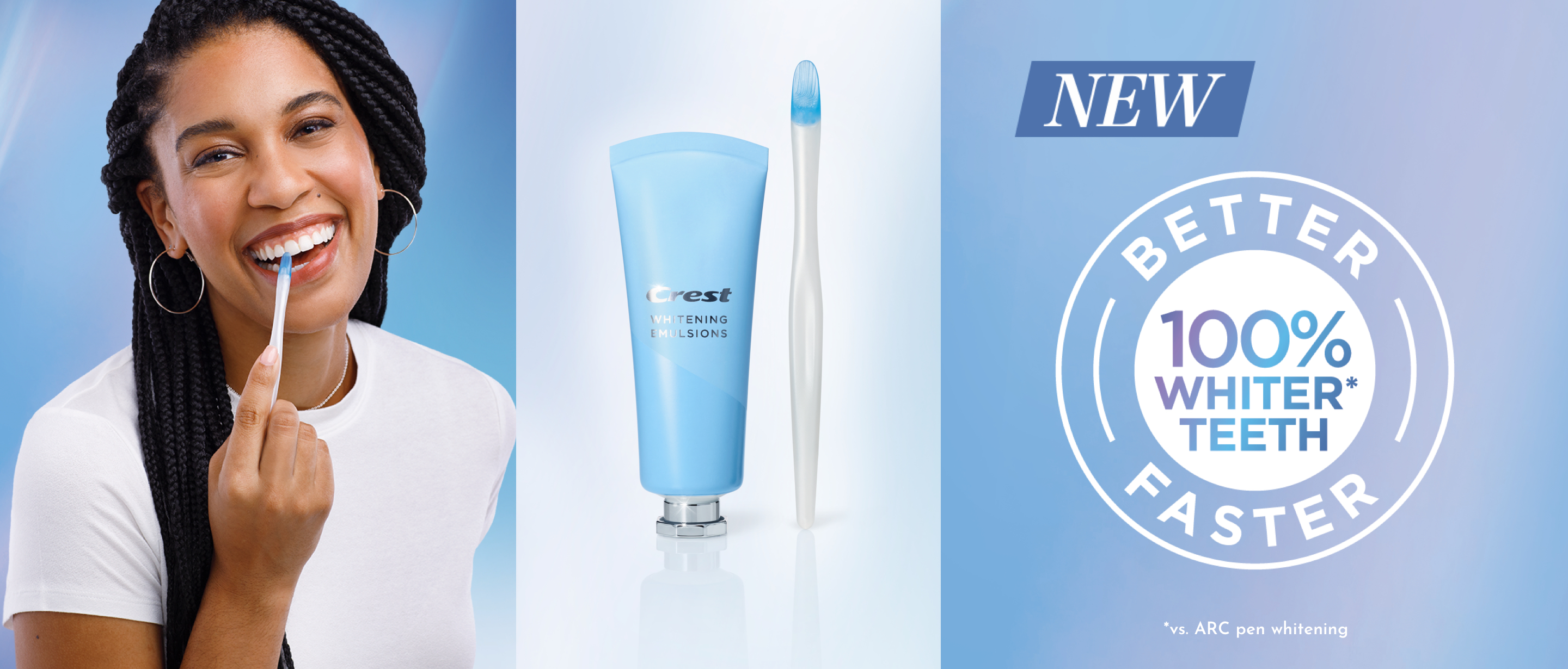 100% Whiter Teeth with Crest Teeth Whitening Emulsions with wand applicator