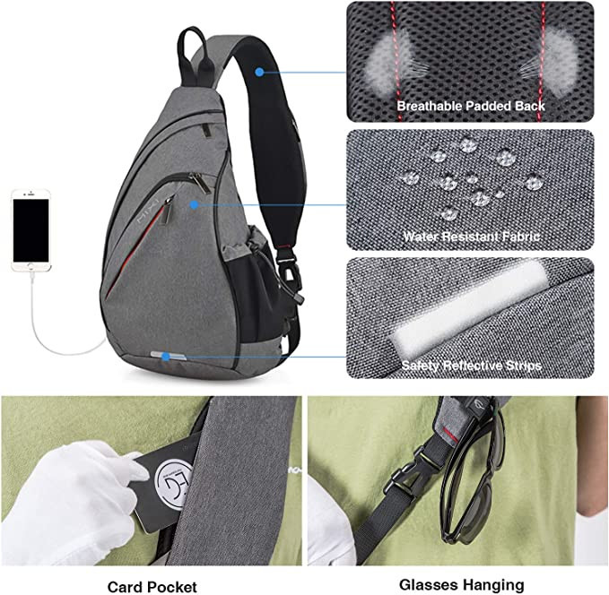 Hanke Sling Bag Men Backpack Unisex One Shoulder Bag Hiking Travel