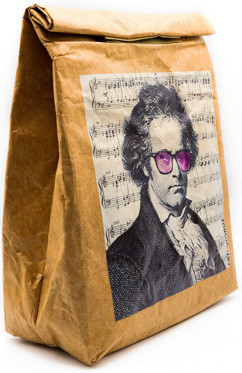 Reusable Insulated Tyvek Paper Kraft Art Lunch Bag BanThoven