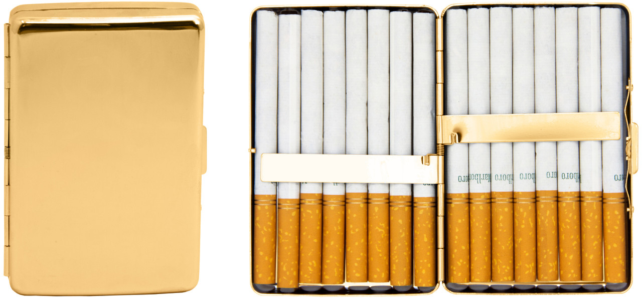 Set of Two Metal-Plated Compact 100mm Cigarette Case With Reflective Finish  or Playing Card Insert