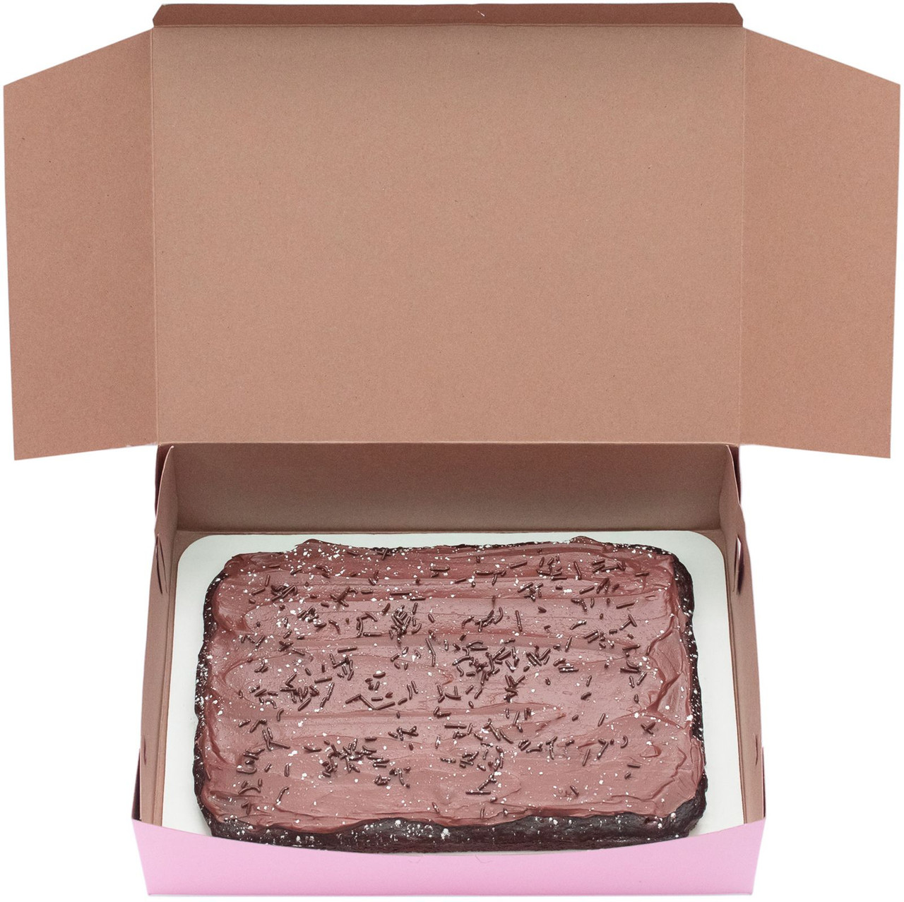 Made in USA Recycled Pink Kraft Cake Box & Rectangular Cake Boards Pack of 5 – Front Loading 