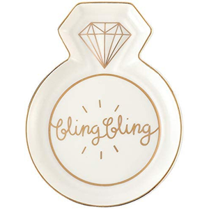 Diamond RingShaped bling bling Engagement Ceramic Trinket Plate and Decorative Jewelry Dish