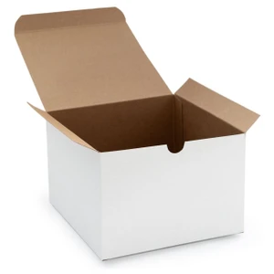 Made in USA 10Count Recycled White Kraft Gift Boxes (6" X 6" X 4") with Tuck Lids for Weddings, Crafting and Baking Packaging Needs