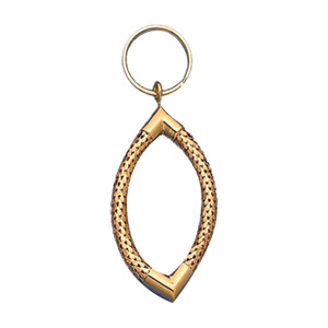 Vintage Gold Oval Feline Leopard Circle Metal Mesh Jewelry Keychain
