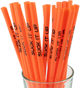 [Unwrapped] Made in USA Pack of 250 Smoothie Suck it UP (10" X 0.28") Plastic Drinking Straws (Non-toxic, BPA-free) Orange