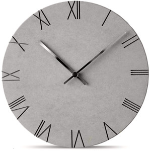 Modern Minimalist Concrete Hiding Gray Silent Wall Clock (Roman Numerals)