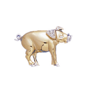 PIG PIN 18KT Two Tone Plated Pins with Hand Set Swarovski Crystals