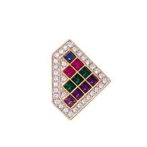 MULTI/CRYS TIC TAC EAR 18KT 2 Tone Plated Earrings with Hand Set Swarovski Crystals