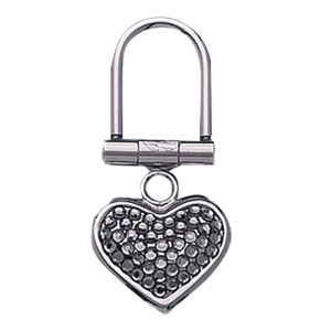 BLACK STONED HEART KEYCHAIN