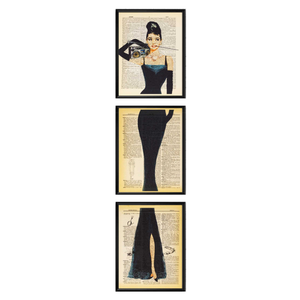 Made in USA Linked Triptych Wall Art (Audreys Beats) 8.5" X 11" Original Artworks on Authentic Vintage Papers Up to 130 Years Old