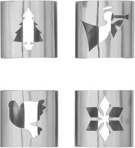 Christmas Napkin Rings  4Pack Silver Festive Holiday Themed Table Accessory Set