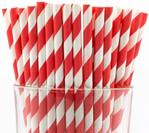 Red Swirl Pattern Paper Straws