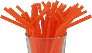 Made in USA Pack of 250 Orange Flexible (8.25" X 0.23") Unwrapped Plastic Drinking Straws (FDAapproved, Nontoxic, BPAfree)
