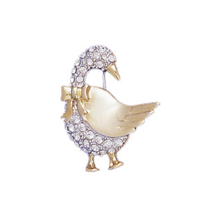 Ducks 18KT Two Tone Plated Pins with Hand Set Swarovski Crystals