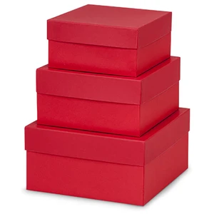 Made in USA Recycled Paper Kraft Boxes  6.25, 7.25 & 8.25  Nested Squared Boxes with Lids (Large Set of 3  Wild Cherry Red)