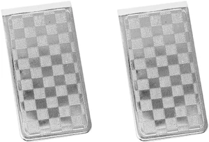 Checkerboard | Set of 2 Chrome-Plated Stainless Steel Money Clips