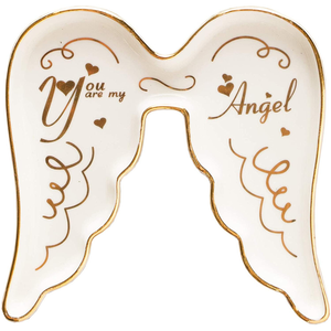 Angel WingShaped You Are My Angel Ceramic Trinket Plate and Decorative Jewelry Dish