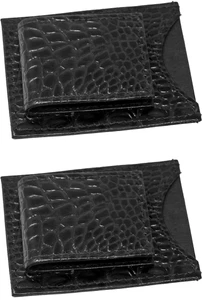 Crocodile Finish | Set of 2 Leather Wallet and Magnetic Money Clip | Genuine Cowhide Slim Leather | Made in India