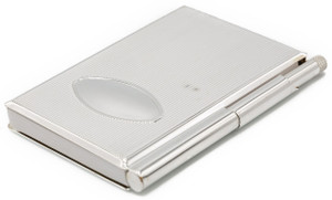 Compact Silver Metallic Vertical Scratch Note Memo Pad With Pen