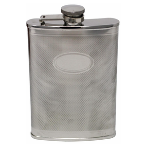8 oz Pocket Hip Alcohol Liquor Flask in Etched Debonair Print  Made from 304 (18/8) Food Grade Stainless Steel