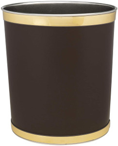 Made in USA 5Gallon Sleek and Stylish Vinyl Mylar Waste Basket (13" X 11") (Faux Brown Leather)