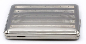 Made in Germany Nickle Plated Cigarette Case (18 100s) with Elastic Bands (Cross Print)