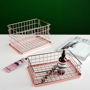 Set of 2 Stackable 10" Metal Wire Storage Basket Bins With Handles