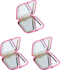 Set of 3 Contemporary Square Clamshell Compact Mirrors With Reflective Finish
