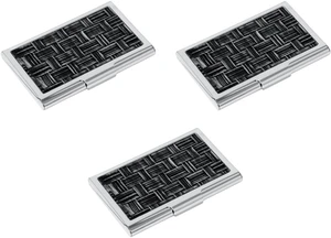 Set of 3 Slim & Minimalist Metal Business Card Holder Unisex Case With Insert