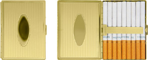 Set of 2 Metal-Plated 100s Ultra Compact Cigarette Case & Stash Box