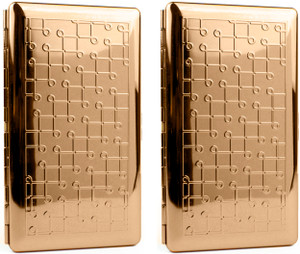 Set of 2 Metal-Plated 120s Compact Cigarette Case & Personal Mirror