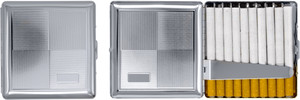 Silver Four Square | Set of 2 Metal-Plated Compact 84mm Cigarette Case