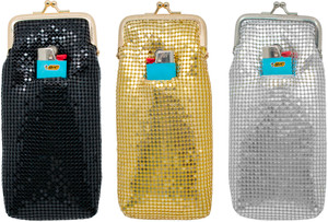 M1503 | 3mm Metallic Mesh 10mm or 120mm Cigarette Purse With Lighter Pocket