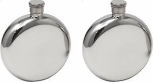 5oz Reflective Silver | Set of 2 Round Stainless Steel Pocket Hip Flasks