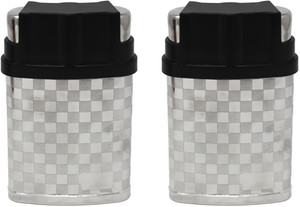 Set of 2 Stainless Steel 7 Oz Hip Flasks With 3 Hidden Steel Shot Glasses