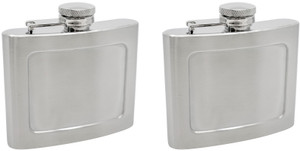 5oz Classic With Recessed Customization Panel  | Set of 2 Stainless Steel Hip Flasks