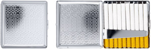 Silver Abstract Brick | Set of 2 Metal-Plated Compact 84mm Cigarette Case