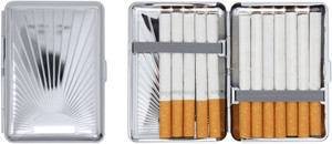 Silver Sunrise | Set of 2 Metal-Plated Compact 84mm Cigarette Case With Elastic Bands